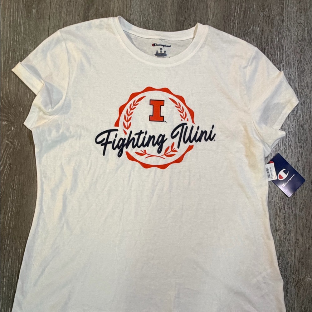 Men’s Champion Fighting Illini White T-Shirt